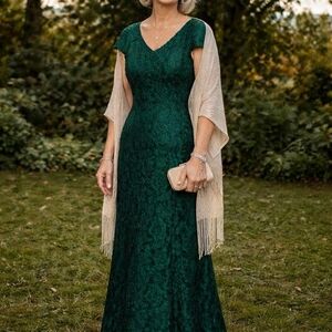 Alex Evenings Emerald Lace Maxi Dress